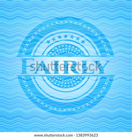 Fairly sky blue water wave badge background. Vector Illustration. Detailed.