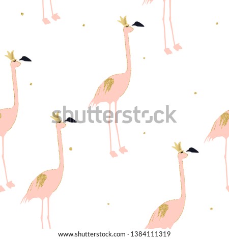 Seamless pattern with flamingo. Cute print. Vector hand drawn illustration