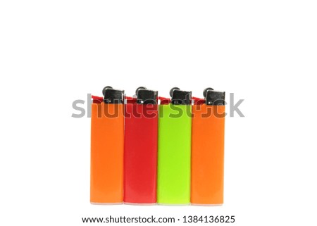 Lighters isolated over white background. Image for stop smoking concept.