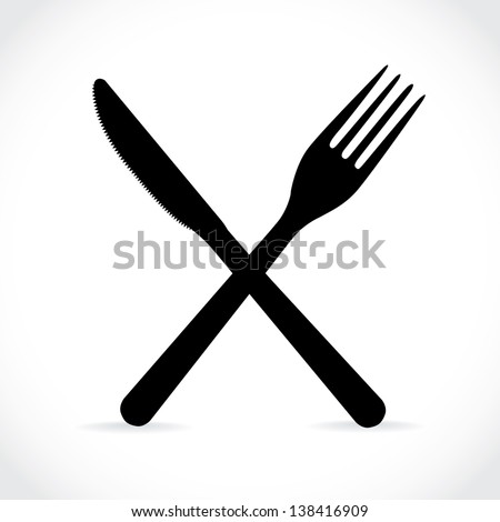 crossed fork over knife - illustration Royalty-Free Stock Photo #138416909