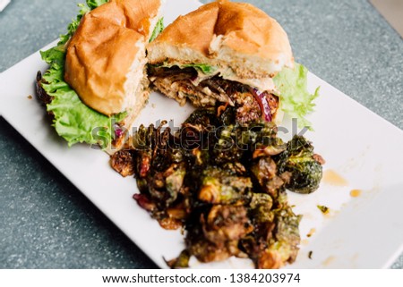 Burger with Fried Brussel Sprouts