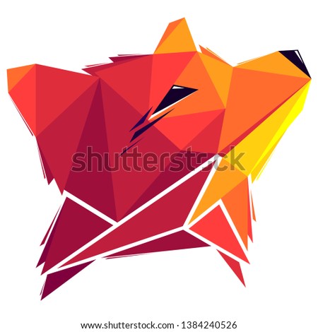 Low poly fox. Geometric logo