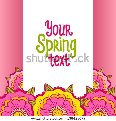 Abstract floral card background. Postcard template with flowers and place for your text. Floral banner layout.