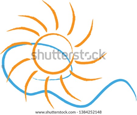 Sun and sea waves, symbolizes the summer