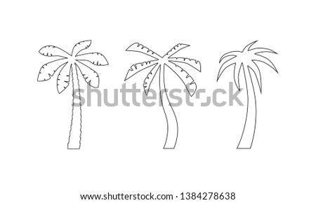 Set of Coconut Tree Vector Icon. Sign. Art logo design.