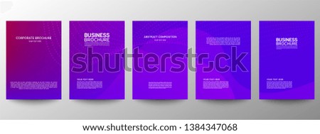Cover geometric minimal. Set. Vector abstract dots and wave pattern for poster design. Set of templates for business brochures. Cool gradients. Graphic pattern for annual album backdrop.