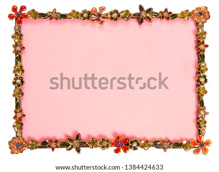 Picture frame designed with gem stones, isolated on white background with clipping path.