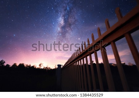 Starry night sky  with Milky Way Galaxy for background. soft focus and noise due to high iso and long exposure.