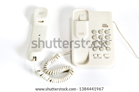 Old fesyen telephone isolated on white background. selective focu