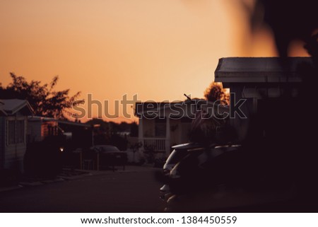 Sunset in a residential community