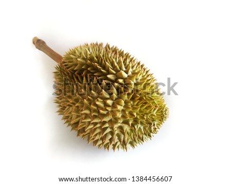 The​ focus​ fresh durian​ and​ sweets​ delicious​ isolated​ on​ white​ background​ and​ famous​ Thailand​ Fruits​