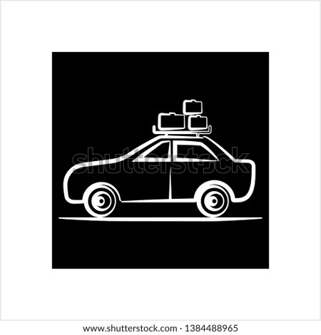 Car Baggage Icon, Baggage On Car Roof Vector Art Illustration
