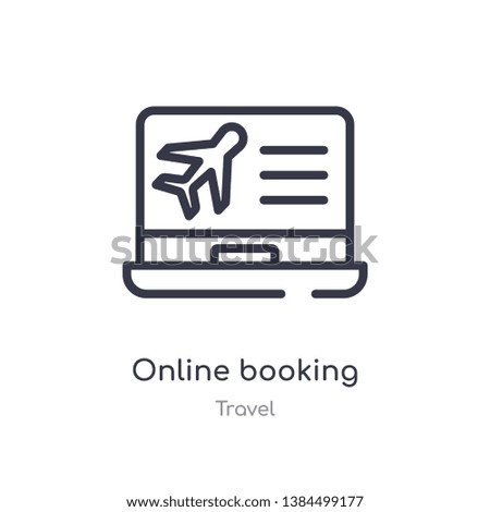 online booking outline icon. isolated line vector illustration from travel collection. editable thin stroke online booking icon on white background