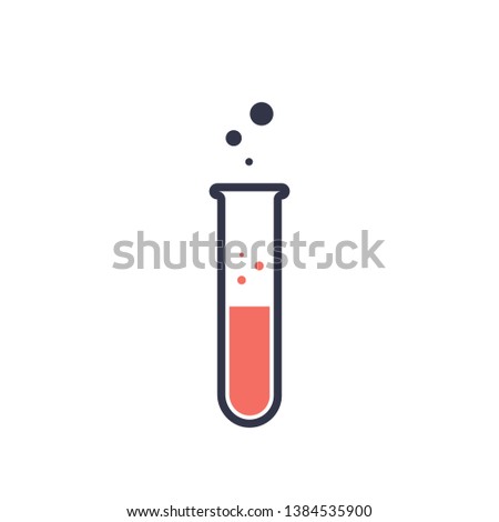 test tube flat outlined vector icon on white Royalty-Free Stock Photo #1384535900