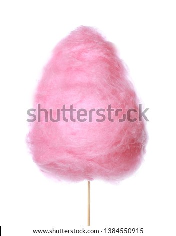 Tasty cotton candy on white background Royalty-Free Stock Photo #1384550915