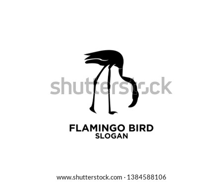 set black flamingo with white isolated background logo icon designs vector illustration sign silhouette