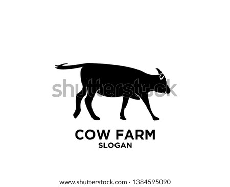 set cow farm black with isolated white background logo icon designs vector illustration sign silhouette