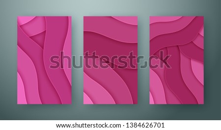 Set of wavy flyer templates in paper art style