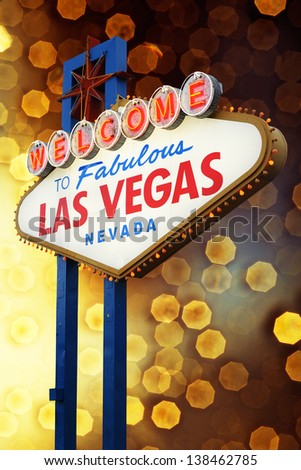 Welcome To Las Vegas neon sign at night.  Nevada, USA