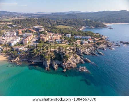 Drone picture over the Costa Brava coastal, small village La Fosca of Spain