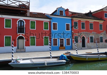 The colored houses on Burano island in Venice ,Italy