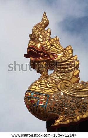 The statue of the dragon, decorated in the temple.