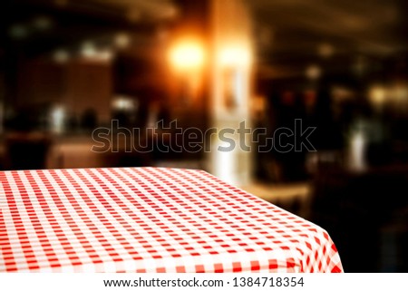 Table background and restaurant interior. Free space for your food or drink. 