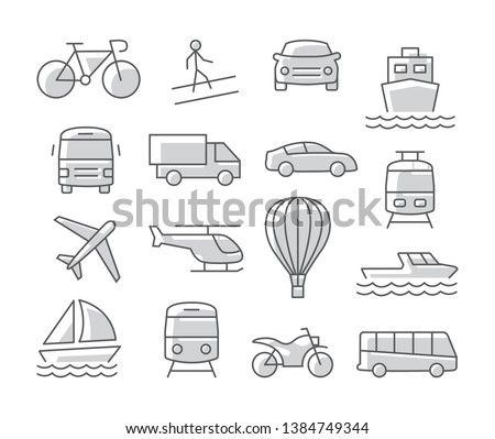 Transport icons set on white background