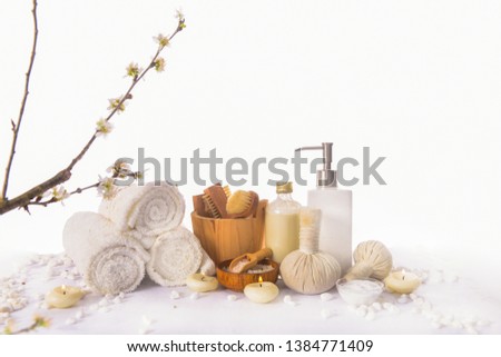 Spa products concept, spa bath background
