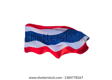 National flag of Thailand isolated on white background. Red. White. Blue