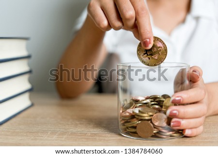 Pictures of hands and money of businessmen on the desk. Saving ideas with copy space.