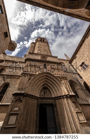 Barcelona Cathedral in gothic style, the Holy Cross and Saint Eulalia (Catedral de la Santa Cruz y Santa Eulalia). Catalonia, Spain - 13th, 15th centuries
