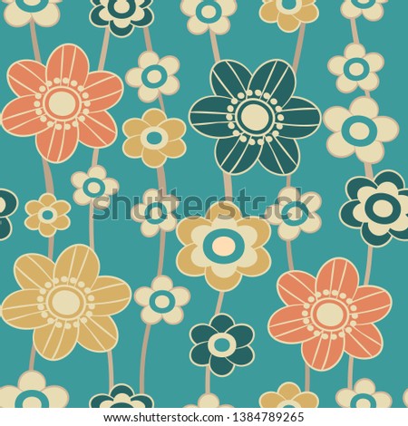 Seamless pattern with the image of flowers.
