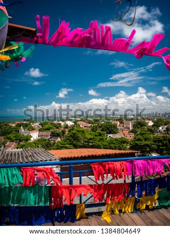 View of the architecture of Olinda and Recife in Pernambuco, Brazil on a sunny summer day.