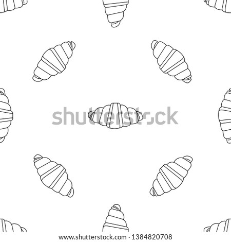 Croissant seamless pattern with icons. Style Outline. illustration on the theme of bakery products and bread baking. Vector background.