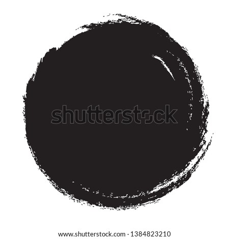 Circle brush stroke vector isolated on white background. Black circle brush stroke. For stamp, seal, ink and paintbrush design template. Round grunge hand drawn circle shape, vector illustration