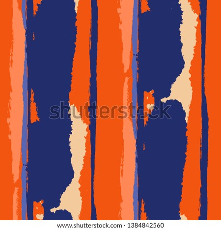 Grunge Stripes. Painted Lines. Texture with Vertical Brush Strokes. Scribbled Grunge Rapport for Linen, Fabric, Textile. Trendy Vector Background with Stripes