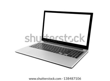 Laptop isolated on white with clipping path Royalty-Free Stock Photo #138487106