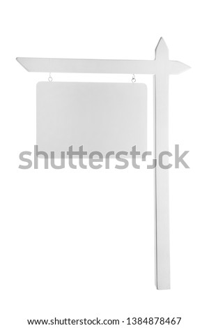 Empty sign board on white background