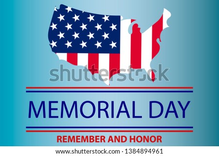 Memorial Day USA Greeting Card, Banner, Wallpaper. Flat Design.