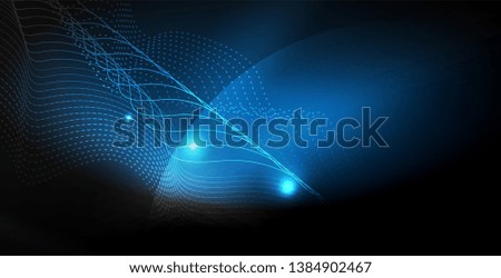 Glossy shiny glowing neon waves, magic space concept template
