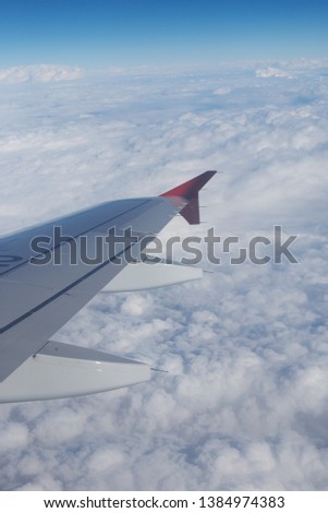 Sky Clouds Carpathians From the window of an airplane Aircraft wing