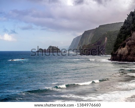 Pololu Valley overlook of sea cliffs, Big Island, Hawaii
