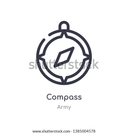 compass outline icon. isolated line vector illustration from army collection. editable thin stroke compass icon on white background