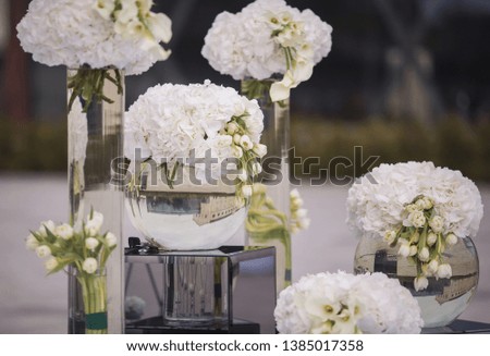 Luxury Elegant Wedding Ceremony Decoration, Ceremony Decor near castle, spherical flower vase