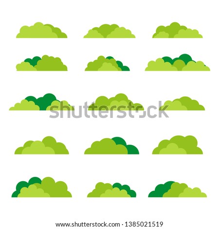Green bushes icon, flat design. Vector. Royalty-Free Stock Photo #1385021519