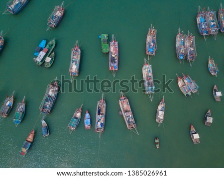 
boats are anchored at Nghi Son port, Viet Nam
