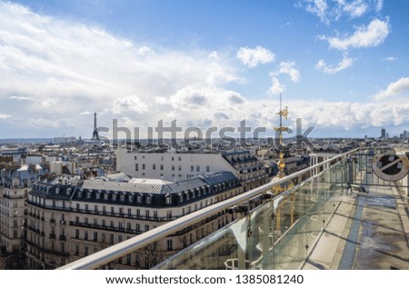 Scenic rooftop view of Paris, France. Paris Skyline with Eiffel 