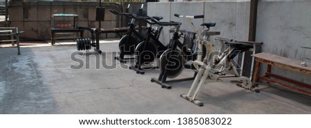 stationary bicycle in an outside gym