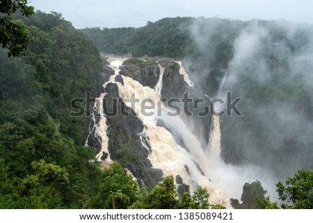 Kuranda Barron falls near the town of Kuranda, Queensland, Australia. Royalty-Free Stock Photo #1385089421